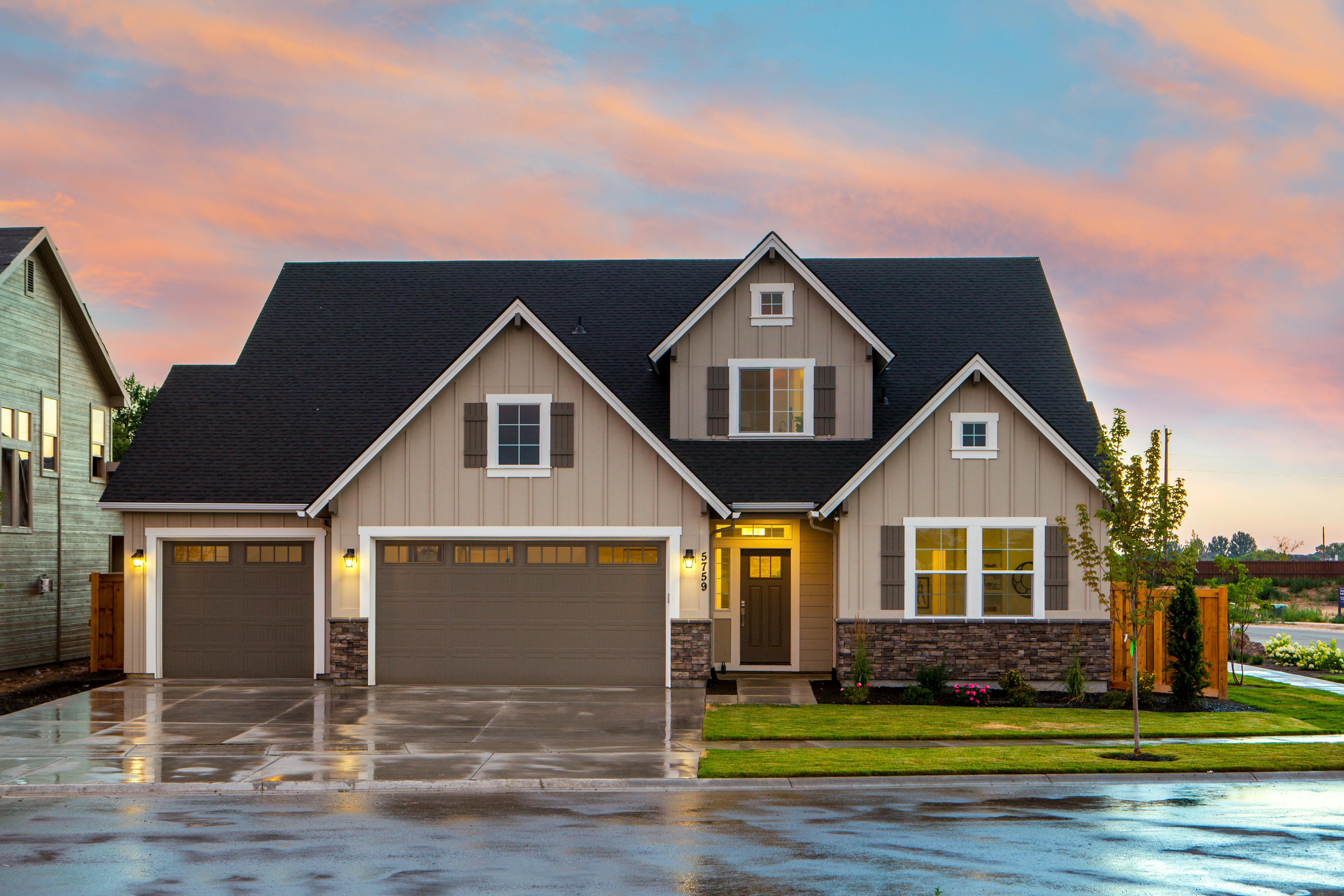 A newly constructed custom home